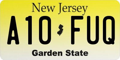 NJ license plate A10FUQ