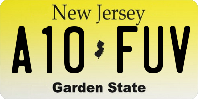 NJ license plate A10FUV