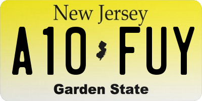 NJ license plate A10FUY