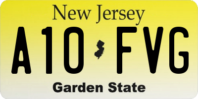 NJ license plate A10FVG