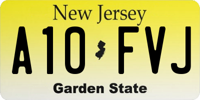 NJ license plate A10FVJ