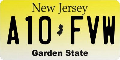 NJ license plate A10FVW