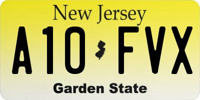 NJ license plate A10FVX