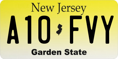 NJ license plate A10FVY