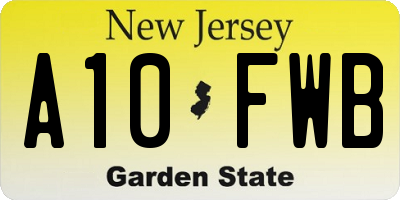 NJ license plate A10FWB