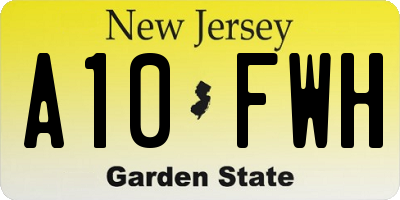 NJ license plate A10FWH