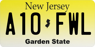 NJ license plate A10FWL