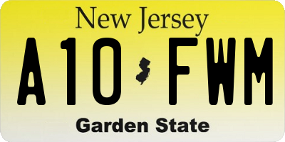 NJ license plate A10FWM