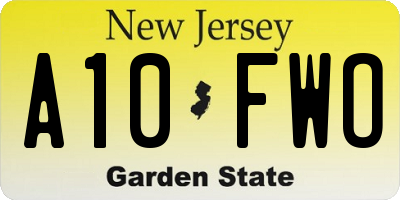 NJ license plate A10FWO