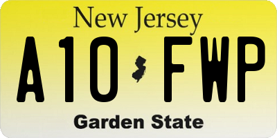 NJ license plate A10FWP