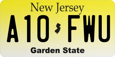 NJ license plate A10FWU