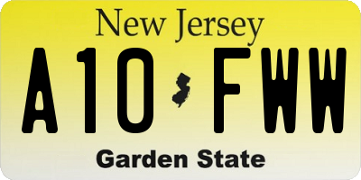 NJ license plate A10FWW
