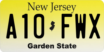 NJ license plate A10FWX