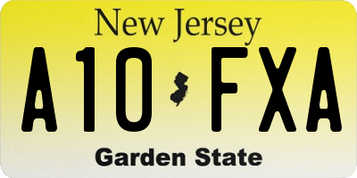 NJ license plate A10FXA