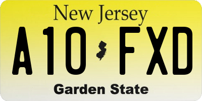 NJ license plate A10FXD