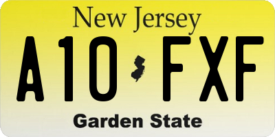 NJ license plate A10FXF