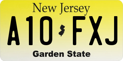 NJ license plate A10FXJ