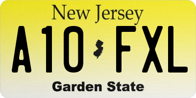 NJ license plate A10FXL