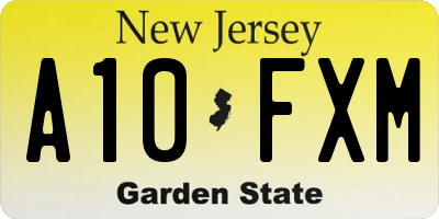 NJ license plate A10FXM