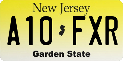 NJ license plate A10FXR