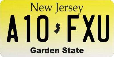 NJ license plate A10FXU