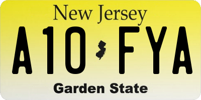 NJ license plate A10FYA