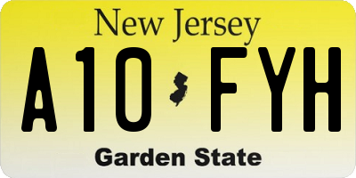 NJ license plate A10FYH