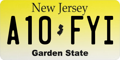 NJ license plate A10FYI