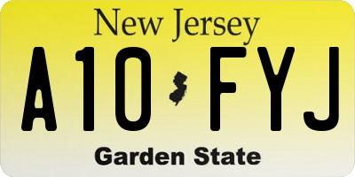 NJ license plate A10FYJ