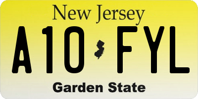 NJ license plate A10FYL