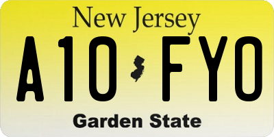 NJ license plate A10FYO
