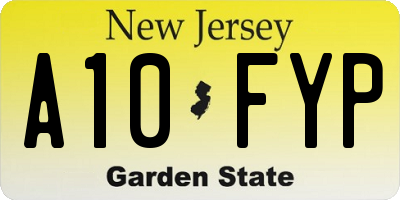 NJ license plate A10FYP