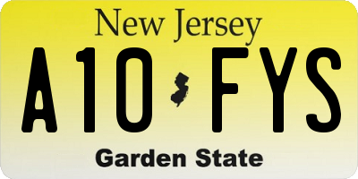 NJ license plate A10FYS