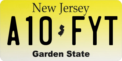 NJ license plate A10FYT