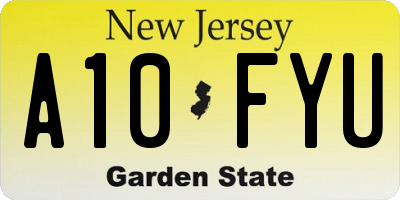 NJ license plate A10FYU