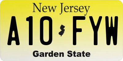 NJ license plate A10FYW