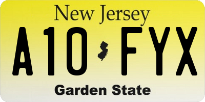 NJ license plate A10FYX