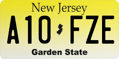 NJ license plate A10FZE