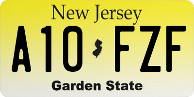 NJ license plate A10FZF