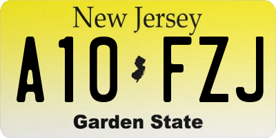 NJ license plate A10FZJ