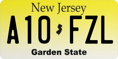 NJ license plate A10FZL