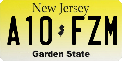 NJ license plate A10FZM