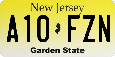 NJ license plate A10FZN