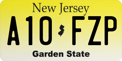 NJ license plate A10FZP