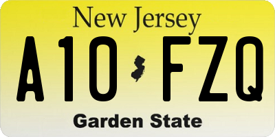 NJ license plate A10FZQ