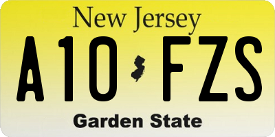 NJ license plate A10FZS