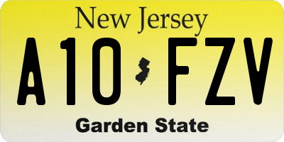 NJ license plate A10FZV