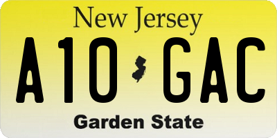 NJ license plate A10GAC