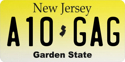 NJ license plate A10GAG