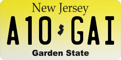 NJ license plate A10GAI